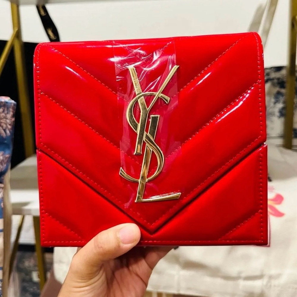 #35. Yves Saint Laurent Red Quilted Patent Makeup Holder/Box Auth